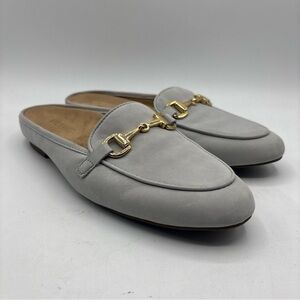 Vionic Adeline Horsebit Suede Mules Light Gray Size 8.5